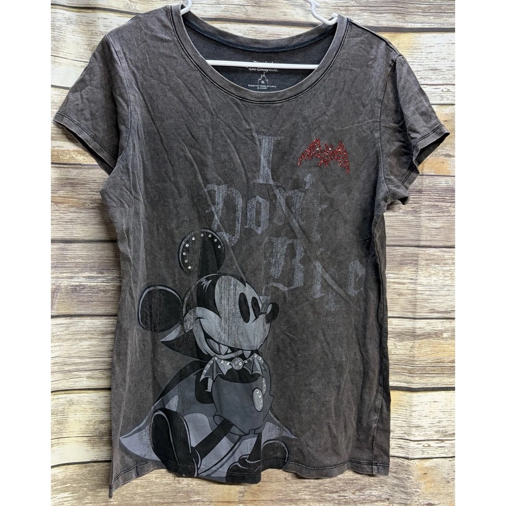 Disney Halloween BLING Women's XL Mickey Mouse Dracula I Don't Bite T-Shirt